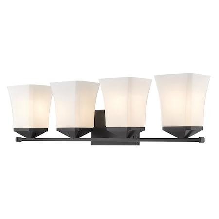 Z-Lite Darcy 4 Light Vanity, Matte Black & Etched Opal 1939-4V-MB